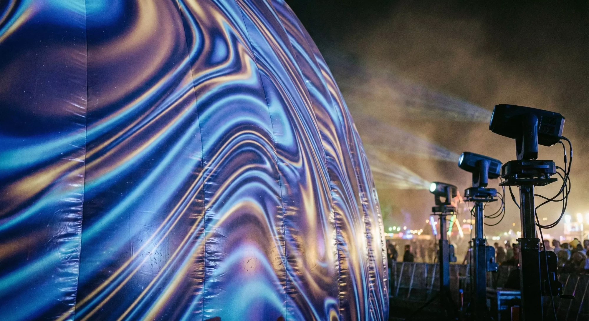 Projection mapping on an inflatable dome.