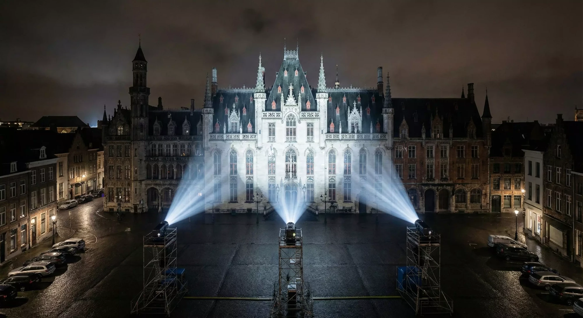 Diagram of overlapping projectors creating a seamless blend.