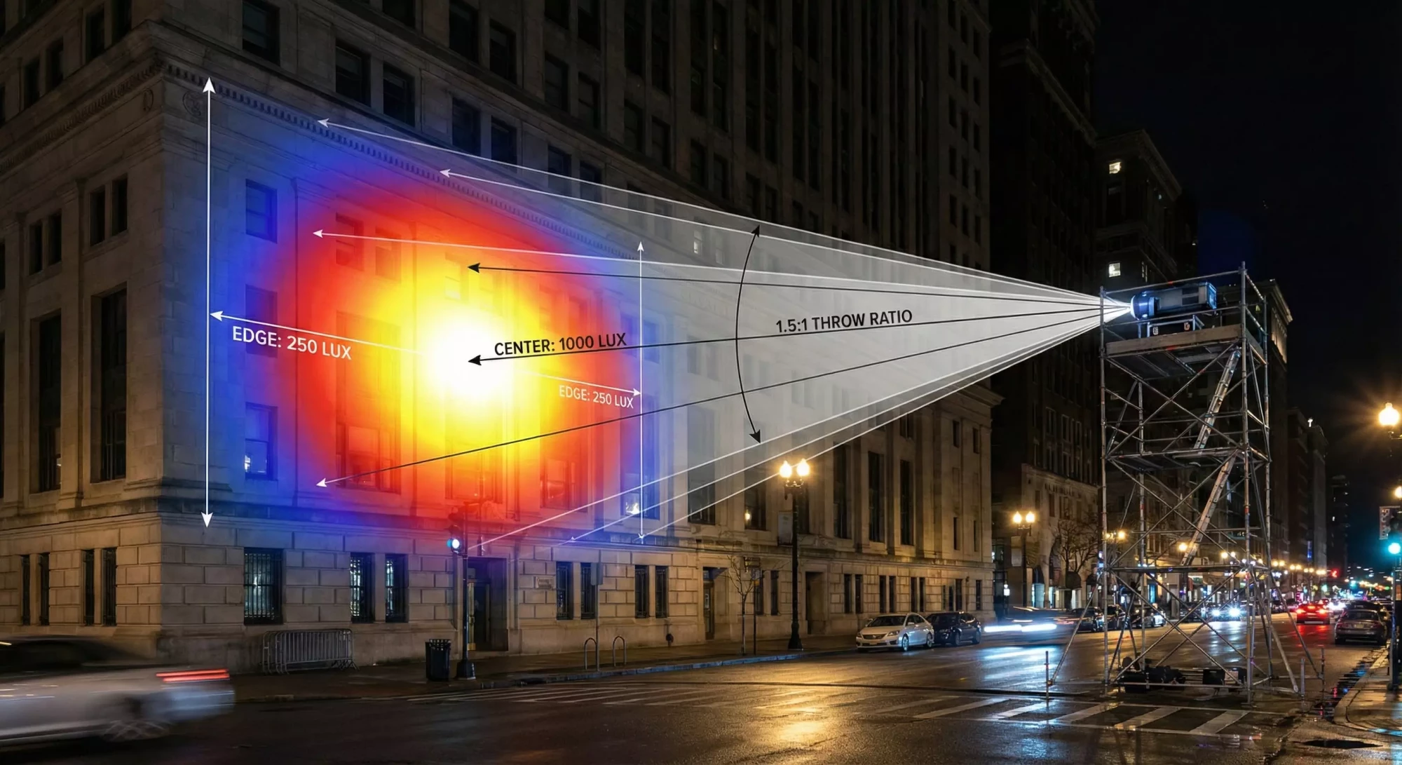 Projection mapping brightness calculation visual.